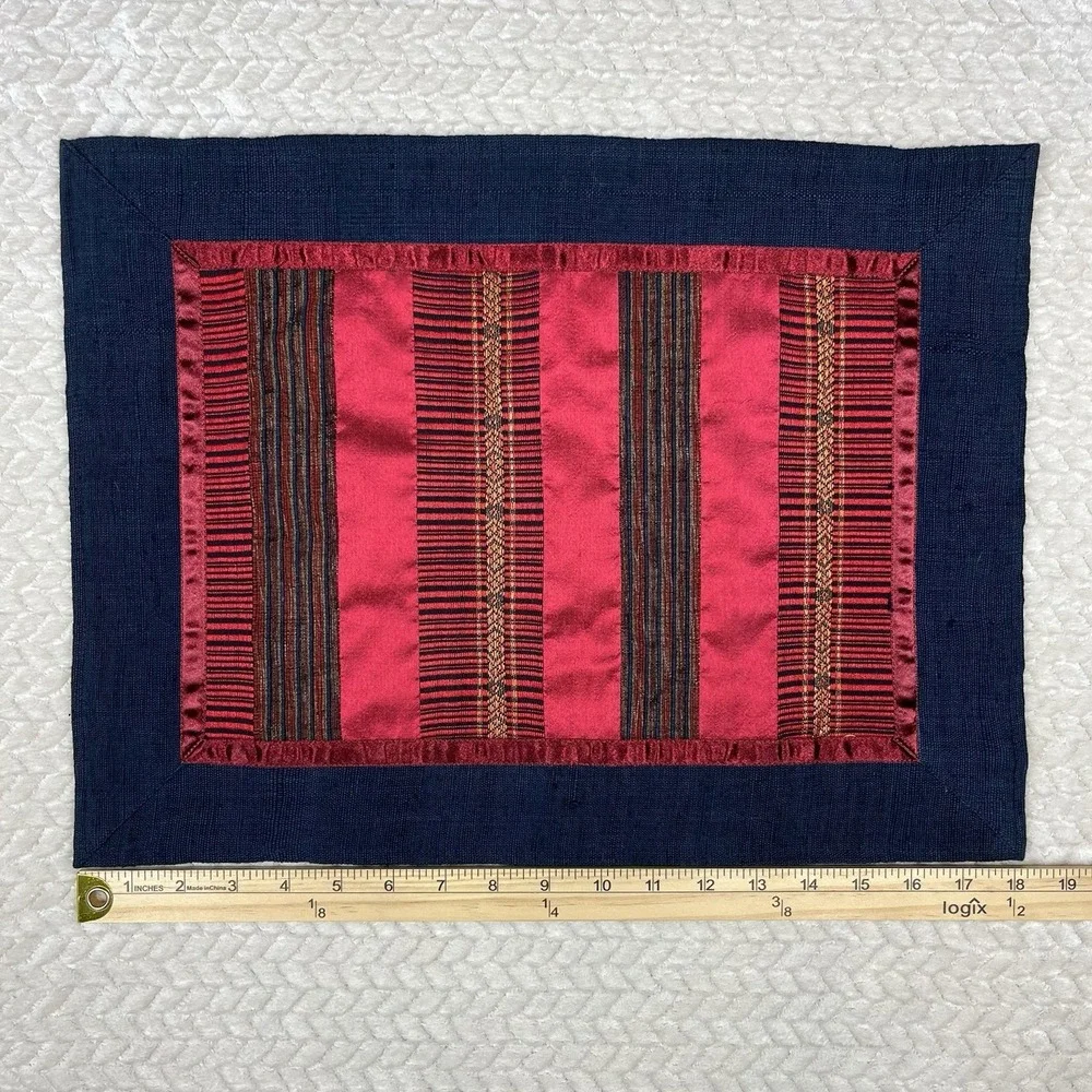 Handwoven Sop Moei Arts Pwo Karen Silk Placemats 18x13 Sustainable Indo Chic Lux